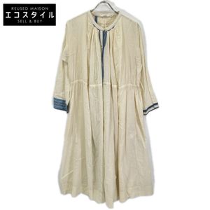 Onjiri Beige Shirring Cotton Dress, Size M [Used]