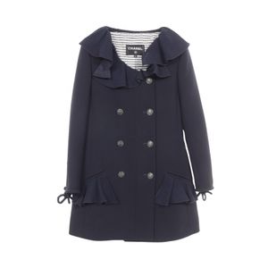 [Used] Chanel CHANEL Coco Mark Button Double-Breasted Frill Wool Coat Women's Used A
