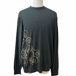 Unused □HERMES 23SS 100% Cotton Chaine d'Ancre Metal Hardware Design Lightweight Long Sleeve Knit Sweater Khaki XXL Made in Italy Authentic Men's