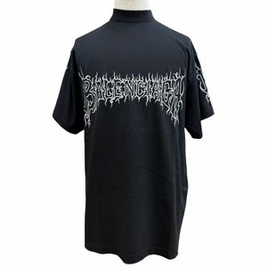 極美品▼BALENCIAGA バレンシアガ 2023年製 739028 Darkwave Tee コットン100% ロゴプリント ダメージ加工 ショートスリーブ 半袖Ｔシャツ ブラック 1 ポルトガル製 正規品 メンズ