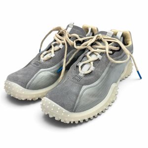 Mint condition ★ MIUMIU 26AW 5E806E Bubble Technical Fabric Suede Sneakers Cloudy Grey 36.5 Made in Italy Women's Comes with Box and Dust Bag