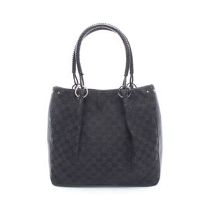 [Used] Gucci GUCCI Tote Bag GG Canvas 115016 Black Canvas Leather Tote Bag Women's Used B