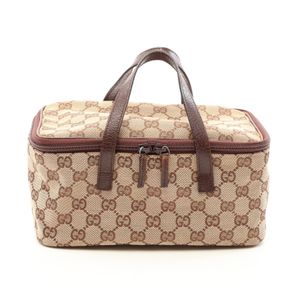 【中古】 グッチ GUCCI ハンドバッグ GGキャンバス 124540 ベージュ/ブラウン キャンバス レザー バニティバッグ レディース Used B