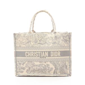 【二手】迪奧 (Dior) Book Tote 中號 Toile de Jouy 灰/白帆布手提包（女士）