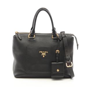 【中古】 プラダ PRADA ハンドバッグ 2WAY ブラック レザー 2wayショルダー レディース Used B