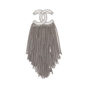 [Used] Chanel Brooch, Coco Mark, Fringe, Silver, Other, Coco Mark Brooch, Women's, Used A
