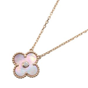 【二手】梵克雅寶 (Van Cleef & Arpels) 復古 Alhambra 粉紅色貝殼 1PD 項鍊 VCARPM0P00 頸圍 37/41.5cm K18PG（粉金）鑽石