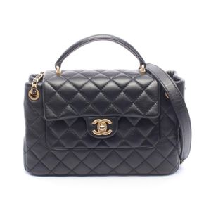 [Pre-owned] Chanel CHANEL Shoulder Bag Matelassé top Handle 2WAY Black Caviar Skin (Grained Calf) Leather Matelassé top Handle 2WAY Chain Shoulder Bag