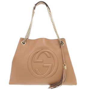 Excellent condition Gucci Soho Interlocking G 536196 Leather Beige Chain Shoulder Tote Bag 0788 [Used] GUCCI