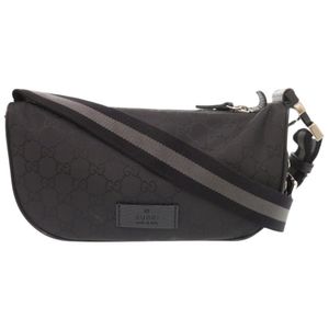 近全新 Gucci GG 圖案 449182 尼龍黑色腰包/斜背包 黑色 1083 [二手] GUCCI