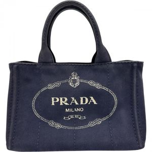 PRADA/プラダ カナパ 2WAYショルダーバッグ ハンドバッグ キャンバス ネイビー/ゴールド金具 レディース 【中古】