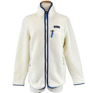 Unused ▲ Patagonia 22795 Retro Pile Fleece Jacket Full-Zip Fleece Jacket White Blue XS Authentic Women's