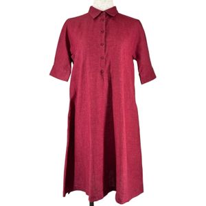 Mint condition ▲ Loro Piana 100% linen pullover shirt dress, burgundy, size 38, made in Italy, authentic, women's.