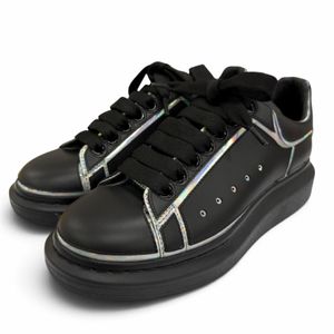 Excellent condition☆Alexander McQueen 645868 Leather Reflector Logo Sneakers Black 39.5 Made in Italy Women's