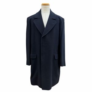 Excellent condition▼Burberrys vintage wool cashmere concealed-button Chesterfield coat, navy, size L, men's. Recommended for business use◎
