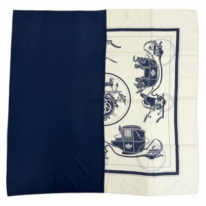 미사용품△Hermes 에르메스 H394829T 까레 H 하이브리드 90 엑스리브리스 실크 울 에크루/마린/마린 현행품 반다나/스카프 이탈리아제 여성용 남성용 정가 223,300엔