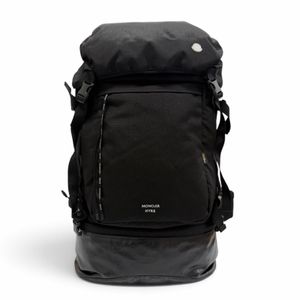 Excellent condition ▼ MONCLER HYKE 5A00001 M2533 Leather Backpack Large Black Authentic Men's Backpack Retail Price ¥388,300