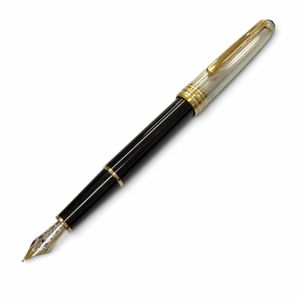 良品▼MONTBLANC モンブラン ヴィンテージ マイスターシュテュック ソリテージ ドゥエ 925 ペン先18K Mニブ ホワイトスター 万年筆 シルバー ブラック ドイツ製 重量25.77g メンズ