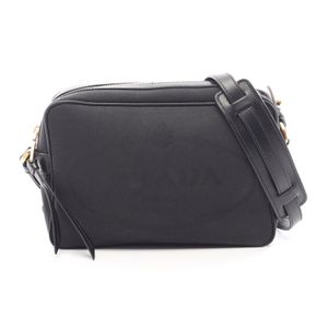 【二手】Prada PRADA 單肩包 LOGO 提花 黑色帆布皮革 Logo 提花單肩包 女士二手 A
