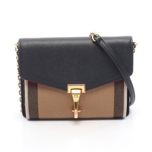 [Used] Burberry Macken Nova Check Shoulder Bag, Beige/Black Canvas Leather