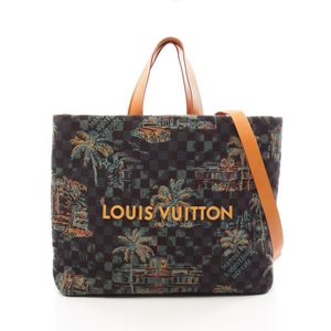 【二手】路易威登LOUIS VUITTON手提包 Shopper Tote MM Damier Palm Tree Marina Blue 2WAY N00218 Marina Blue Canvas Leather Shopper Tote MM