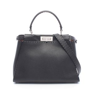 【二手】芬迪FENDI Regular Selleria 兩用手提包，黑色皮革，女士，二手 A