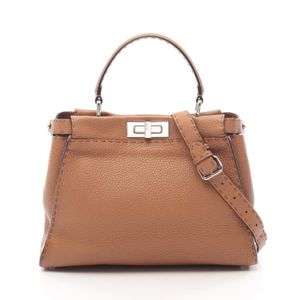 [二手] FENDI Peekaboo Regular 2-Way 手提包 8BN290ブラウン皮革 Selleria Peekaboo Regular 女士二手 A
