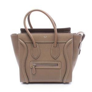 [Used] Celine CELINE Micro Shopper Handbag 189793 Greige Leather Luggage Micro Shopper Women's Used A