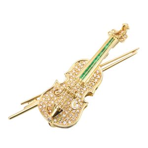 No-brand violin motif brooch, K18 yellow gold, diamond, approx. 10.2g [Used]
