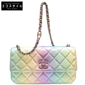 Chanel AS4623 Rainbow Lamb Gold Hardware S Flap Matelassé Shoulder Bag W28 [Used]
