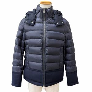 Excellent condition □ MONCLER RIOM GIUBBOTTO wool-paneled down jacket, navy, size 2, made in Romania, authentic, men's, with garment hanger.
