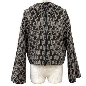 成色極佳 ★ FENDI FJ6993 羊毛真絲混紡雙面FF標誌短版外套 黑色/米色 IT 40 義大利製造 正品女款