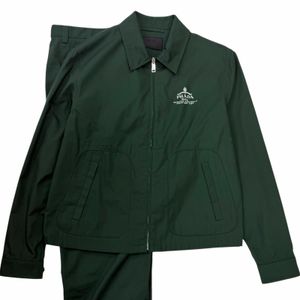 美品□PRADA プラダ 2024年製 SGC629/SPH421 ブルゾンジャケット トラウザーズ セットアップ グリーン JK48/PT50 イタリア製 正規品 メンズ