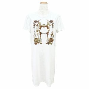 Mint condition △HERMES 24SS 4E4530DA Della Cavalleria 100% Cotton Short-Sleeved T-Shirt Dress White FR 38 Made in France Authentic Women's
