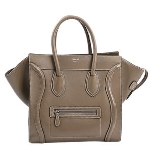 [Used] CELINE Luggage Mini Tote Bag 165213 Embossed Leather Greige