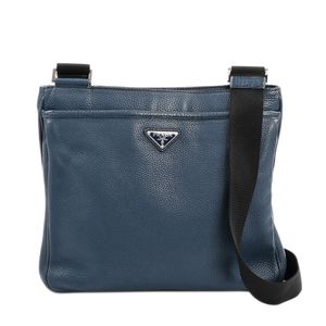 【二手】Prada PRADA VA1034 藍色壓花皮革單肩包