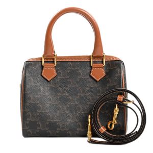 [Used] Celine CELINE Boston Bag Triomphe Small Boston 113772 Triomphe Canvas Tan