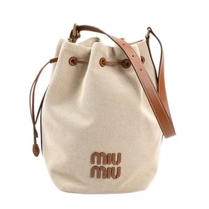 [Used] Miu MIU MIU Handbag Bucket Shoulder Bag Canvas Beige