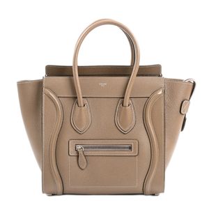 [Pre-owned] CELINE Luggage Micro handbag, 189793, embossed leather, greige.