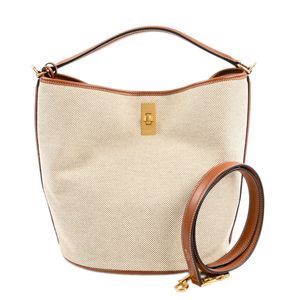 [Used] CELINE Bucket 16 Canvas Handbag, Beige
