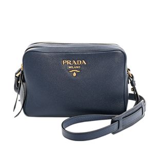 【二手】Prada PRADA 雙拉鍊單肩包 1BH079 壓花皮革 海軍藍