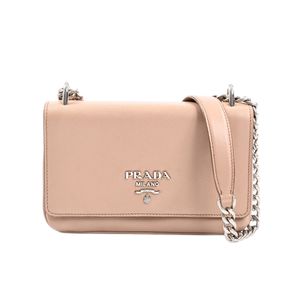 【二手】Prada PRADA 鏈條單肩包 1BD144 Saffiano 米色