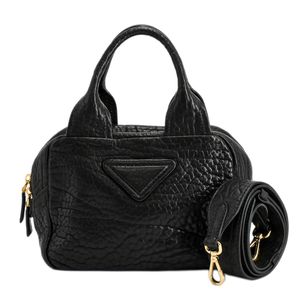 【二手】Prada PRADA 單肩包/兩用手提包 1BB081 黑色壓花皮革