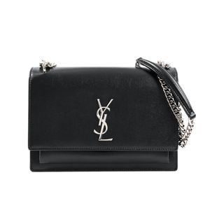 [二手] Saint Laurent 單肩包，Sunset 中號，442906，小牛皮，黑色。