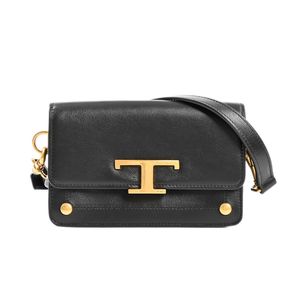 【มือสอง】TOD’S กระเป๋าสะพายไหล่ T Timeless Mini Shoulder Bag หนังลูกวัว สีดำ