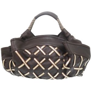 Loewe Nappa Aire Intrecciatoブラウン皮革手提包，棕色，0216 [二手] LOEWE