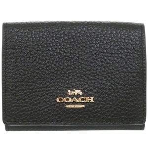 신품급 COACH 오리가미 스몰 트라이폴드 월렛 88666 레더 블랙 삼단지갑 블랙 0718【중고】COACH