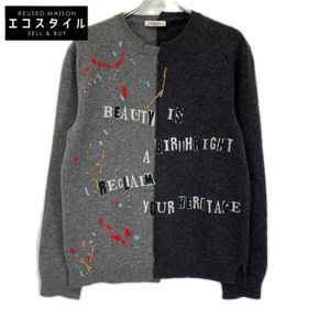Valentino NV0KC23R2NI 黑色 x 灰色刺繡拼接針織上衣，M 碼 [二手]