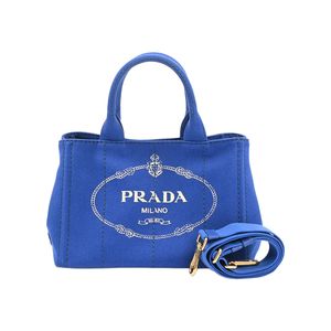 【二手】Prada Mini Canapa 托特手袋 1BG439 帆布藍色