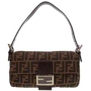 成色極佳的 Fendi Zucca 圖案 Mamma 水桶包 2305 26424 018 皮革尼龍提花ブラウン手提包 棕色 0290 [二手] FENDI